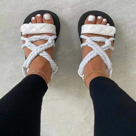 

Women s Leisure Vacation Thick Soled Round Toe Rope Beach Roman Sandals