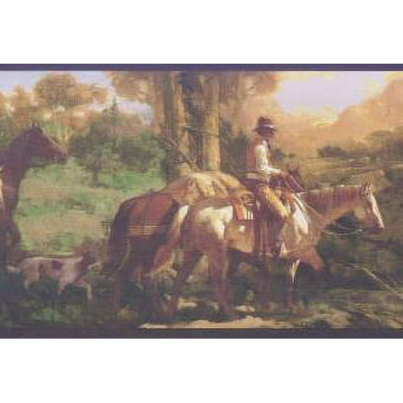 878567 Cowboy Western Horses Wallpaper Border BG3340b