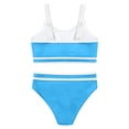 thumbnail image 5 of FINALGANG Girls 2 Piece Swimsuit Set Kids Spaghetti Strap Contrast Trim Top High Waist Stretchy Swim Briefs For Summer Daily Beach Wear Sky Blue 11-12 Years, 5 of 6
