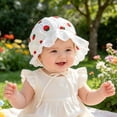 thumbnail image 6 of Wxirdiow Infant Girl Sun Hats Baby Girl Soft Breathable Bonnet Newborn Infant Eyelet Beanie Sun Hat with Lace Ruffle Trim Red Size,0-2 Years, 6 of 7
