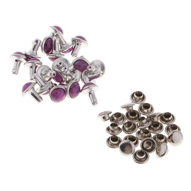 Juego de 20 remaches Punk de tachuelas turquesas de imitación para Jeans, bolsos para ropa, decoración artesanal DIY de 7mm Púrpura Soledad Pernos prisioneros de remaches rápidos de color turquesa