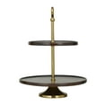 thumbnail image 5 of DecMode 14" x 18" Dark Brown Mango Wood 2 Tiered Server with Gold Stand, 1-Piece, 5 of 7