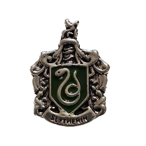 HP Slytherin Silvertone Logo 1 Inch Tall Enamel Metal Pin