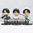 thumbnail image 3 of 6 Pcs/Ensemble Figurines Anime Attack on Titan Eren Jaeger Mikasa Ackerman Levi Rivaille Levi Ackerman PVC Modèle de Figurines d'Action, 3 of 5