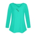 thumbnail image 4 of Besolor Women's Long Sleeve Shirts Trendy Button V Neck Solid Color Basic Blouse Casual Loose Spring Fall Tunic Tops, 4 of 4