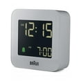 thumbnail image 2 of Braun Digital Radio Controlled Travel Alarm Clock For Central European Time Zone (DCF) with Snooze, Compact Size, Negative LCD Display, Quick Set, Crescendo Beep Alarm in Grey, model BC08G, 2 of 8