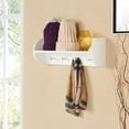 thumbnail image 2 of Danya B. White Utility Shelf with Four Large Stainless Steel Hooks, 2 of 2