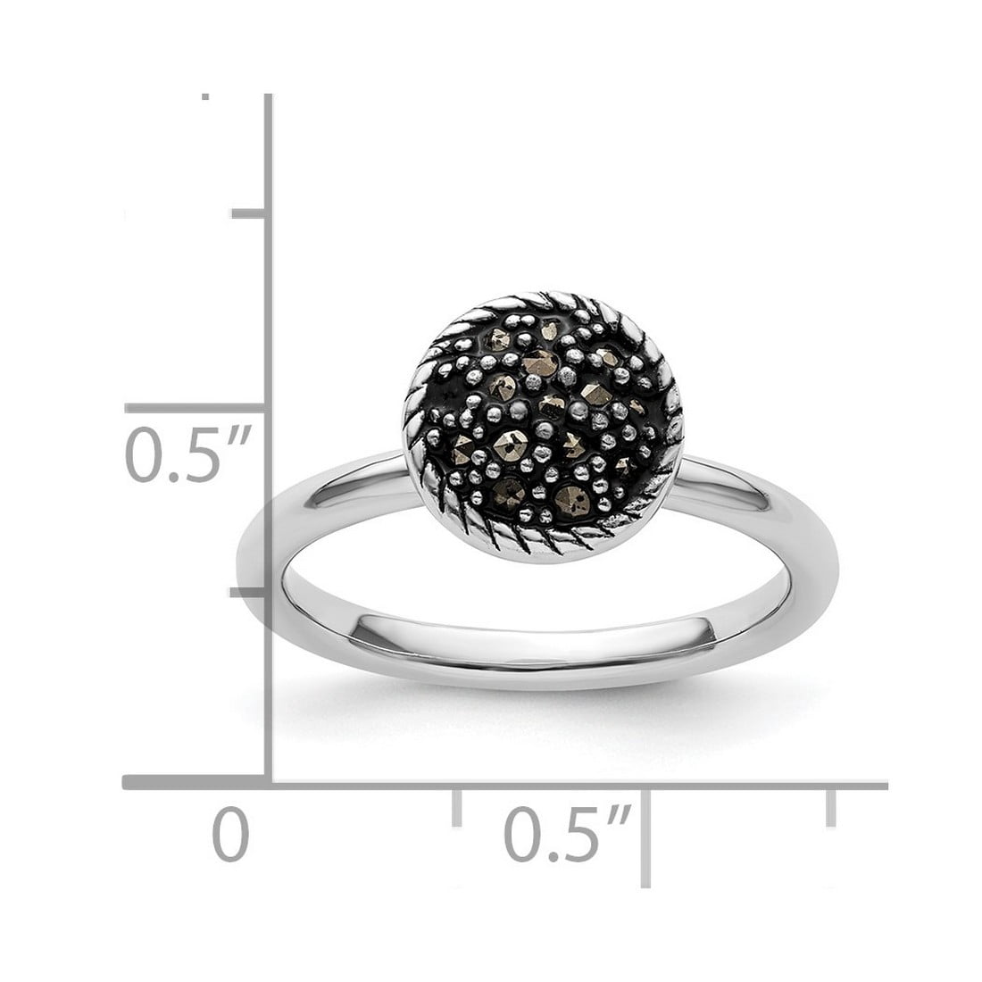 2.25mm 925 Sterling Silver Polished Stackable Marcasite Ring Size 6 Stackable Ring for Women