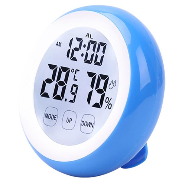 Ornamento funciones Del Escritorio para hogar Del Despertador Del Reloj Del de Humedad de Temperatura Azul Colco Reloj táctil de humedad de temperatura