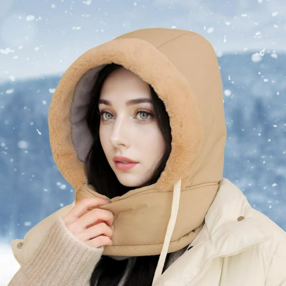 Hauaitttt Winter Hood Ski Hat for Women Men Thermal Hat Cap Scarf for Cold Weather Winter Headgear Men Mad Hat Men Rabbit Mens Hat Rabbit Plaid Hats Snowboarding Gear Men MenWinter Hats Mens Hat