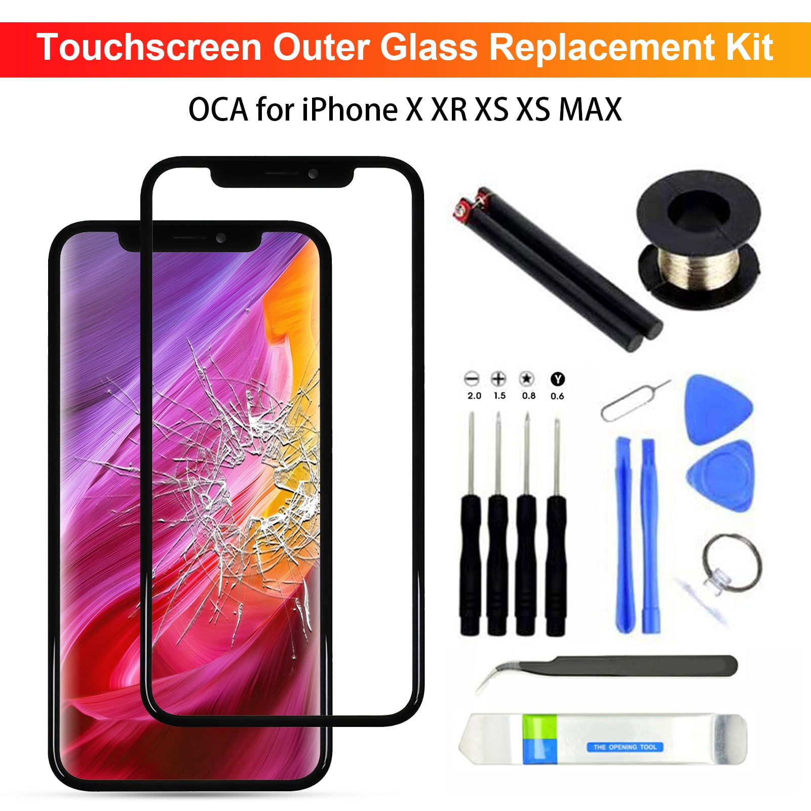 ZTGD Phone Screen Repair Kit, Front Screen Glass Lens Back Glass  Replacement Repair Kit Compatible with iPhone X/XR/XS/XS