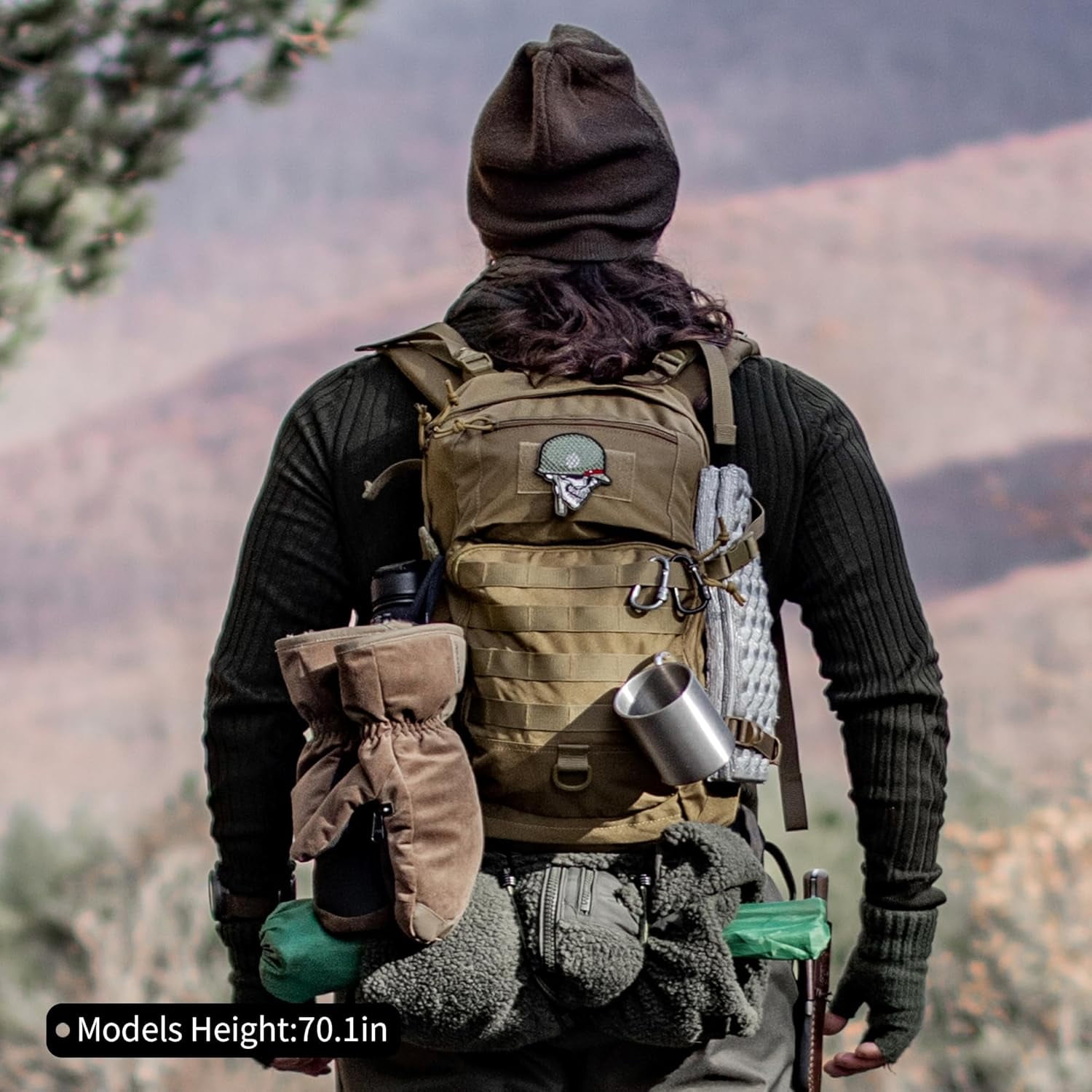 25L Tactical Backpack for Men, Molle Daypack Bug Out Bag for Hiking, Camping, and Commuting, Water-Resistant Military Style Rucksack