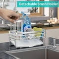 thumbnail image 4 of HapiRm Multifunctional Sink Caddy with Self-draining Tray, Sponge Holder with Detachable Brush Holder, Rustproof Stainless Steel Kitchen Sink Organizer-Silver, 4 of 7