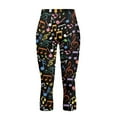 thumbnail image 4 of SCRAWLGOD Musical Notes Black Capri Leggings for Women Slim Stretch High Waisted Capri Leggings with Pockets for Women Non See Through Tummy Control Yoga Pants, XS, 4 of 7