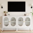 thumbnail image 4 of Ensemble de 2 Armoires Buffet avec Portes en Verre Cannelé, Buffet Console Moderne de 31,5 Pouces avec Rangement d'Accent pour Salle à Manger, Salon, Entrée, Blanc, 4 of 7
