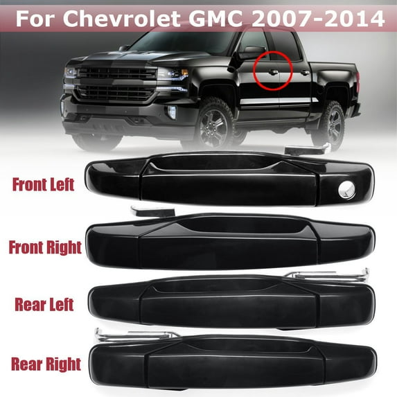 1Pcs Gloss Black Plastic Exterior Door Handle, Front Rear Left Right Car Door Handle Replacement For Chevrolet/GMC
