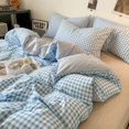 thumbnail image 1 of Plaid Printed 100% Polyester Double Sided Bedding Duvet Cover Set 300TC For Home, 1 of 10