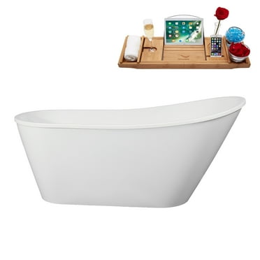 61" Streamline B-300-78-GLD Soaking Freestanding Tub and Tray With Internal Drain in Polished Gold