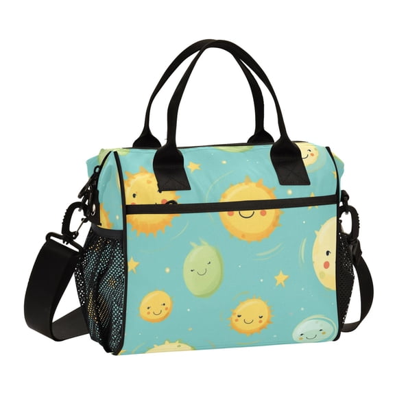 Happy Cartoon Sun Lunch Bag Insulated Lunch Box Leakproof Reusable Cooler Tote Adjustable Shoulder Strap for Men Women 9L