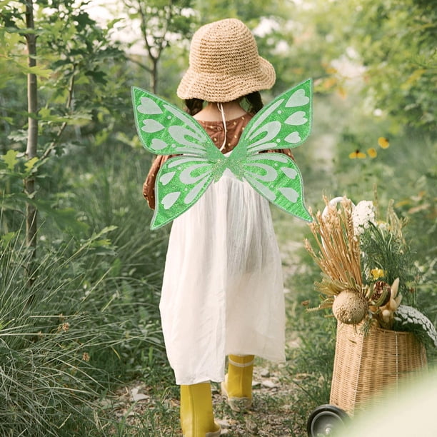Alas de Hadas Yinane Alas de Ángel de Princesa de Mariposa Brillantes Accesorios de Disfraz para Niñas Verde
