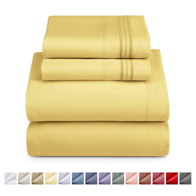 Nestl Juego de Sábanas California King, Suaves Al Instante, Microfibra Suave con Bolsillo Profundo, 4 Piezas, Amarillo