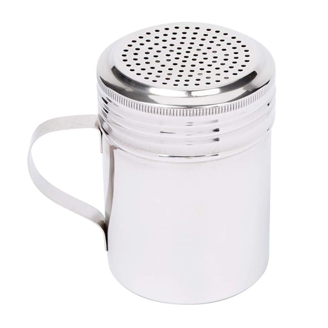 Restaurant-Grade Shaker with Handle 10-Ounce Steel Spice Dredge