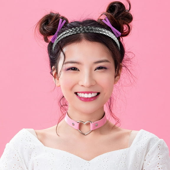 BESTYASH Braided Headband Versatile Braided Stretch Headband Silver 1Pcs