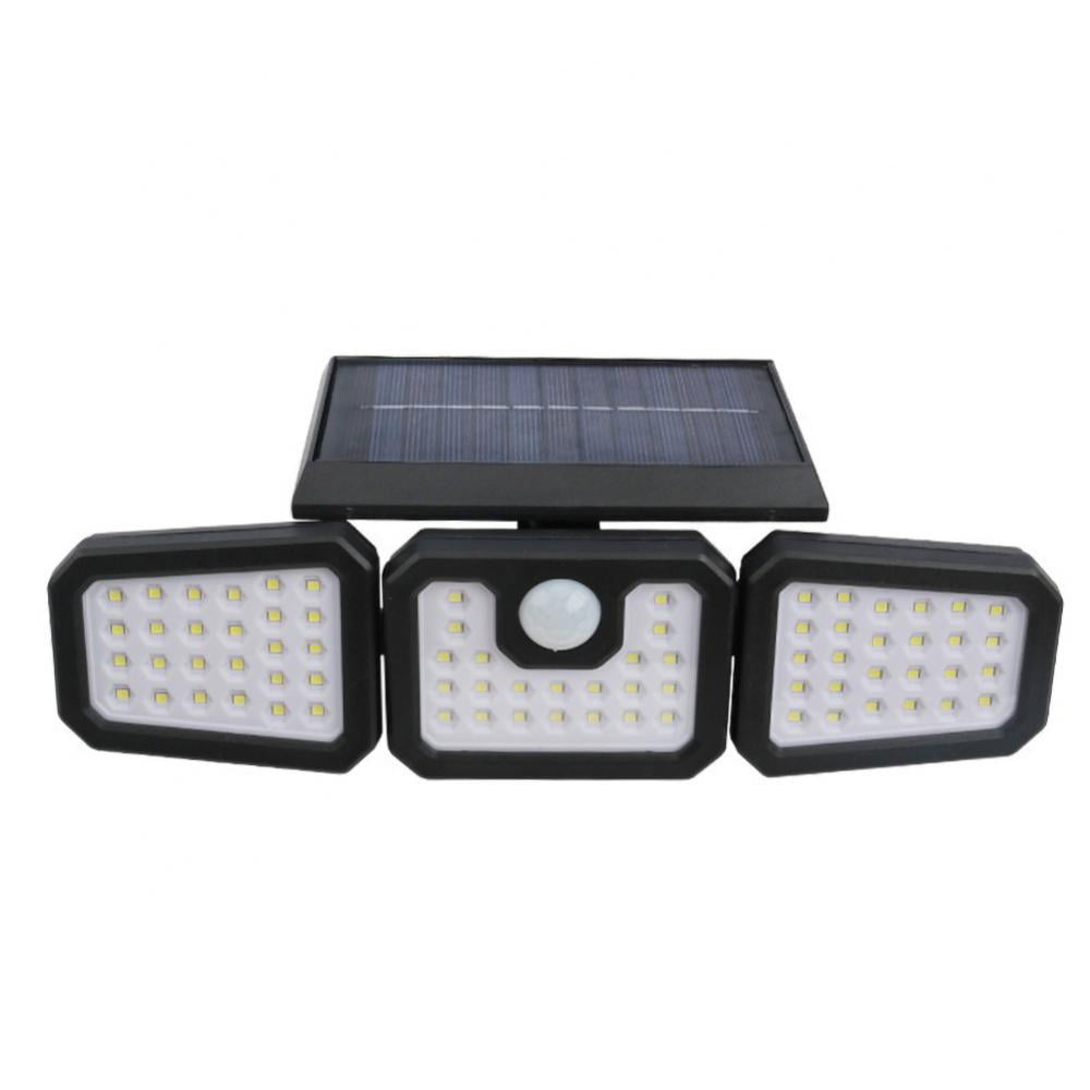 Solar Lights Outdoor Indoor LED Solar Motion Sensor Lights 3 Adjustable Heads 270° Wide Angle Security Flood Light IP65 Waterproof Solar Powered Wall Lights with Remote Control & 16.5 ft Cables 
