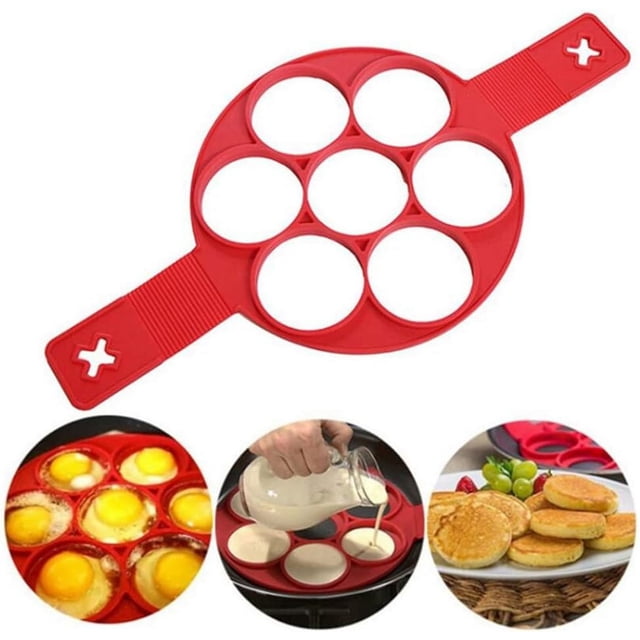 Moldes antiadherentes para panqueques, anillo de silicona para huevos fritos, molde reutilizable para hacer panqueques, anillo para huevos, herramientas de cocina para hornear (forma redonda