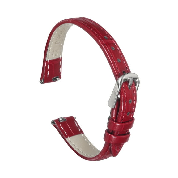 Uxcell Quick Release Leather Watch Band 12mm Embossed Pattern Leather Watch Strap Replacement for Men Women, Red