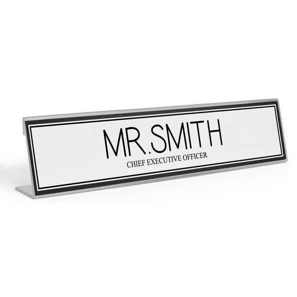 Personalized Name Plate with Wall or Office Desk Holder - 2x8 - Customized  : : Office Products