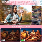 Autofocus 16X Zoom 48MP Point and Shoot Digital Camera with 32GB TF Card, 2 Batteries, Pink