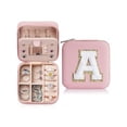 thumbnail image 1 of Trendy Travel Jewelry Case, Personalized Gifts - Pink Travel Jewelry Box Birthday Gifts for Women Christmas Gifts for Teens Girls Initial Travel Jewelry Case A-Z, 1 of 1