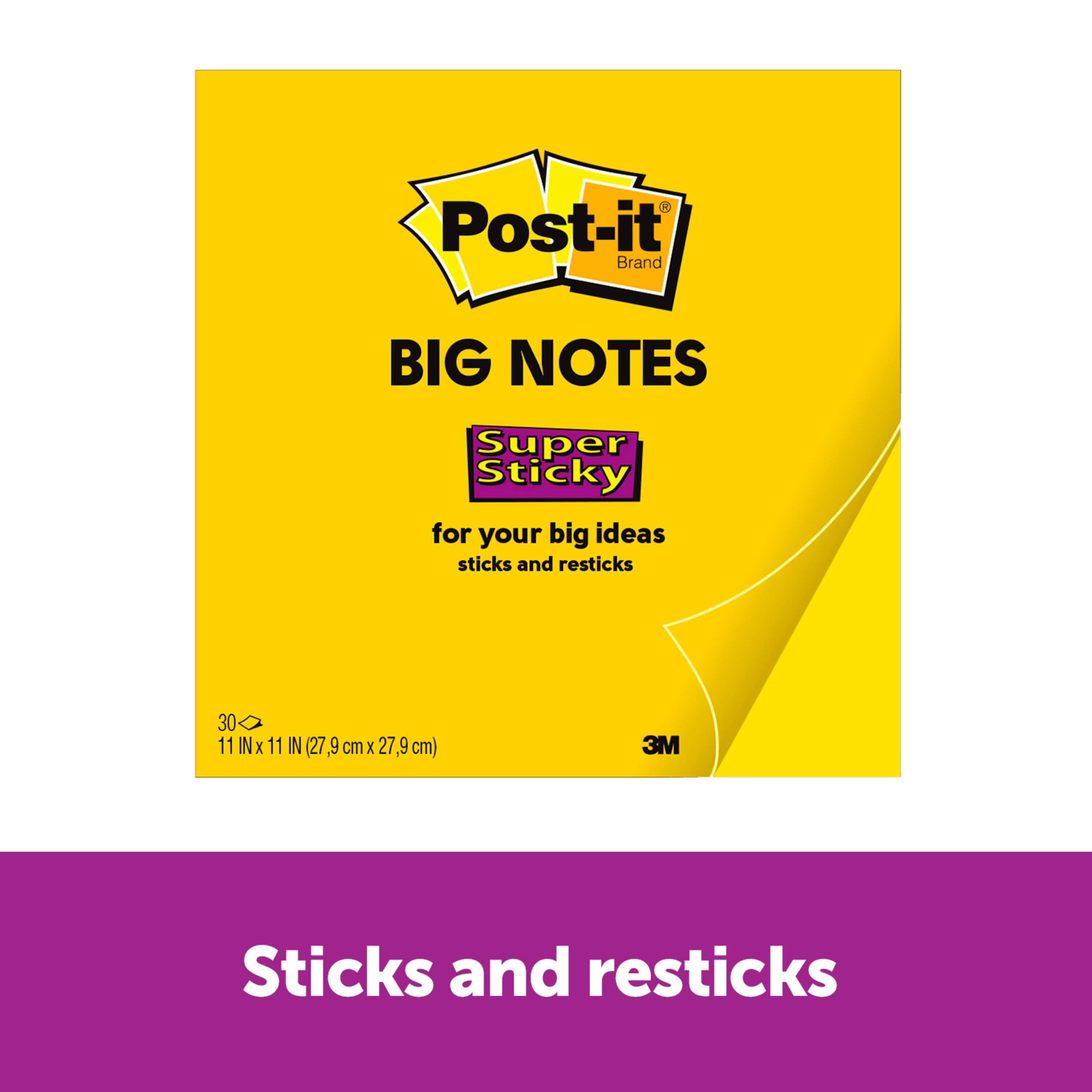 BN15 15 x 15 Inches Sticks and Resticks 1 Pad Super Sticking Power Post-it Super Sticky Big Notes 30 Sheets/Pad Large Neon Orange Paper 