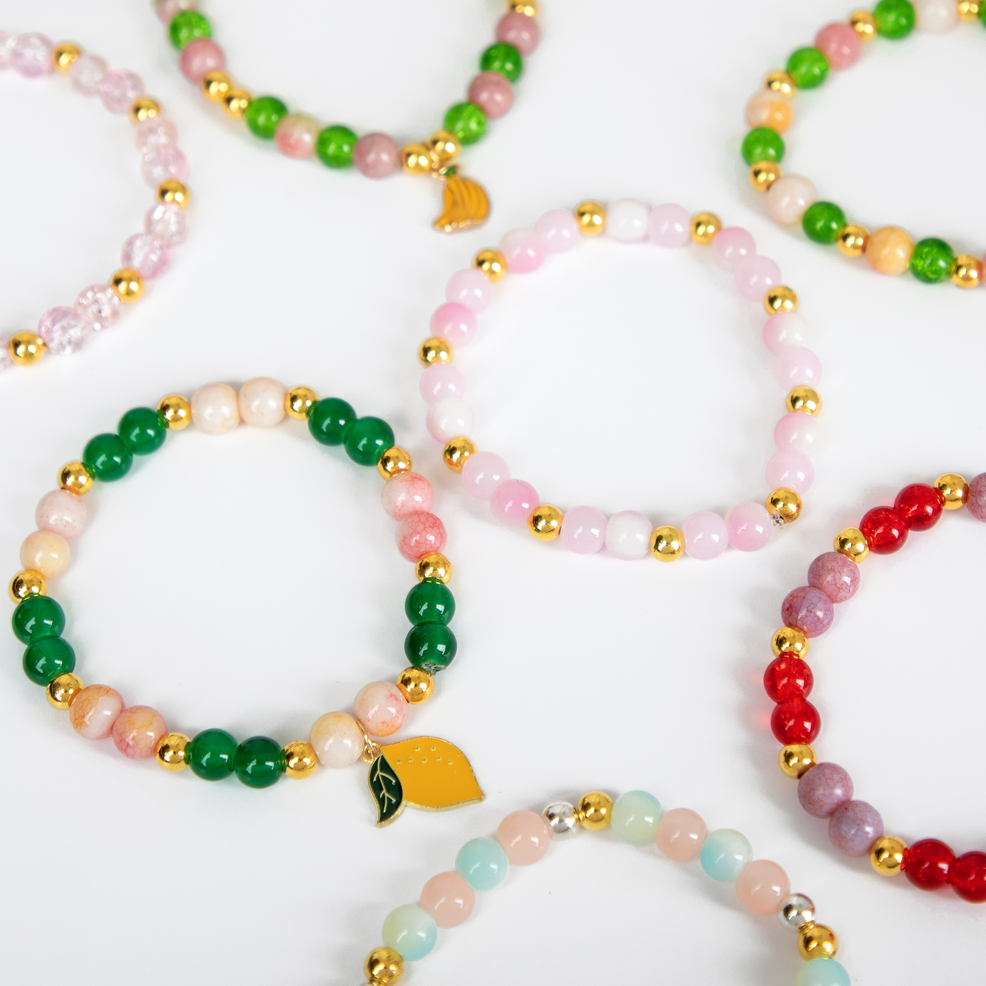 Cousin DIY Charm Bracelet Making Kit with Marble Beads and Fruit Charms, 493-Piece Jewelry Making Kit