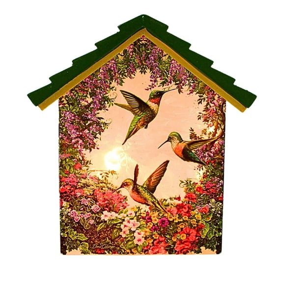 Stony Creek 7.00In Floral Hummers Lit House, Glass, Electric Hummingbirds Flowers Ghm2292