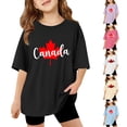 thumbnail image 2 of T-shirt Canada Filles Drapeau Canadien Col Rond Manches Courtes Tee Filles Fête du Canada Imprimé Drapeau Festival Filles Fierté du Canada Haut Graphique Décontracté, 2 of 7
