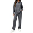 thumbnail image 3 of YHCY Women 2 Piece Hoodie Jogger Sweatsuit Set Fall Casual Hooded Sweatshirt Basic Elastic Waisted Wide Leg Sweatpant Lounge Sets Casual Trendy Suits Travel Vacation Turtleneck Grey S, 3 of 8