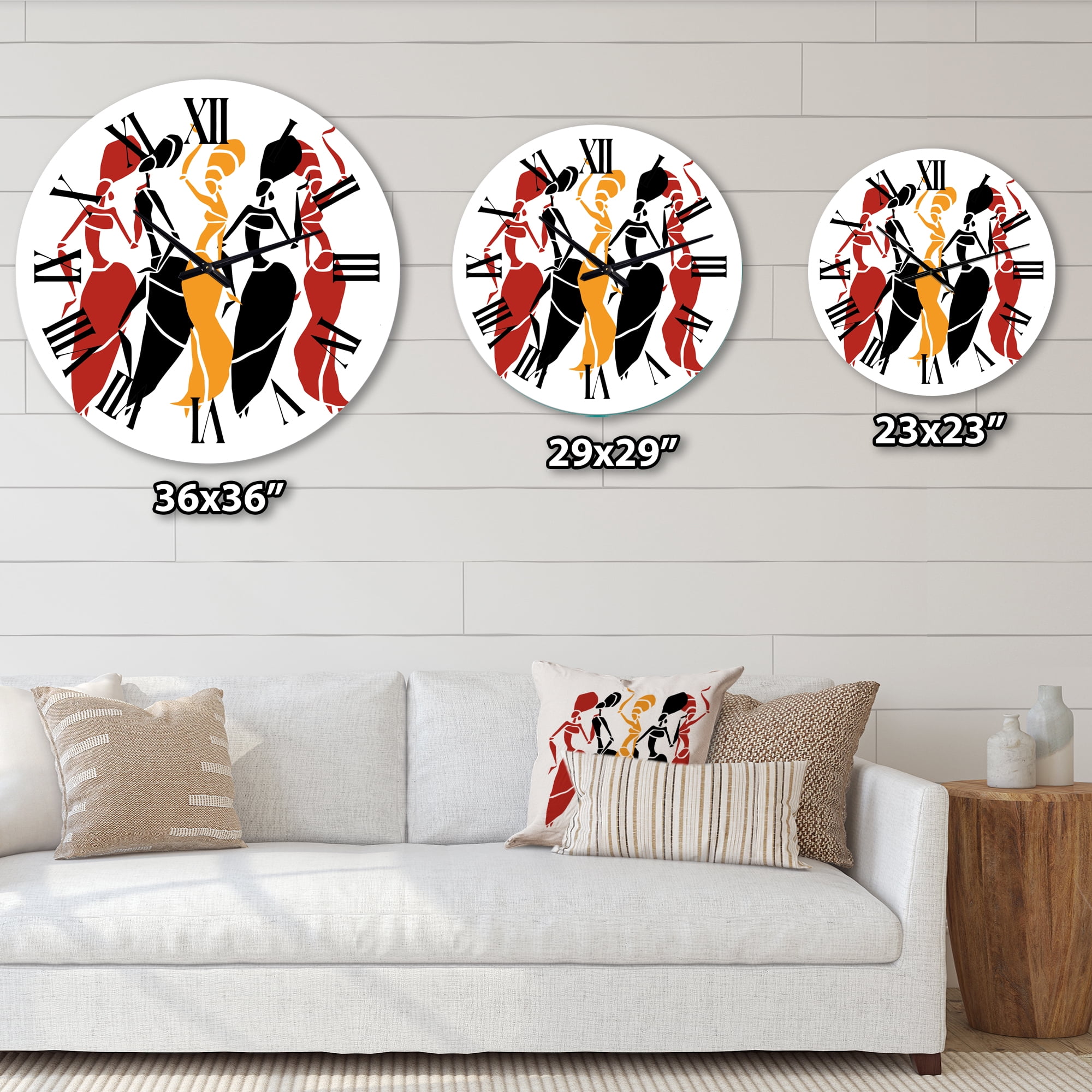 Designart 'Beautiful Dancers Afro American Silhouettes' Modern Wall Clock