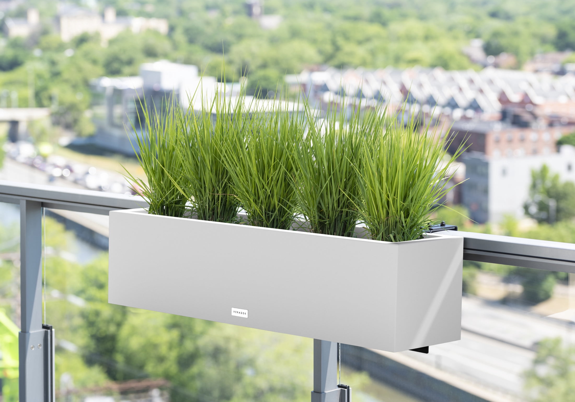 Veradek Block Series Trough 36" Plastic Planter w/ Bracket - White