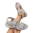 thumbnail image 4 of CQONEPT Sandals for Women Casual Walking Sandal Summer Roman Style Flat Sandals Elastic Strap Comfortable Open Toe Shoes Gray 40, 4 of 6