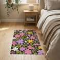 thumbnail image 3 of ODIKA 2'x3' Black Blossom Extravaganza with Vibrant Washable Accent Rug Elegant Summer Meadow Design, Perfect for Modern for Bedroom, Nursery, RV, Pet Friendly, Bedside Mat, 3 of 7
