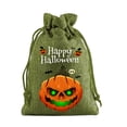 thumbnail image 2 of Voglyf Halloween Burlap Drawstring Gift Bags 5.5X4 Inch, Pumpkin Ghost Print Small Linen Goodie Candy Pouches, Gift Sacks for Thanksgiving Party Favors Trick or Treat Candy Packaging(B), 2 of 8