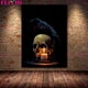 thumbnail image 1 of Pintura en lienzo de arte de pared Vintage gótico, cuervo y Calavera, pintura de esqueleto botánico, brujería, Impresión de Póster Artístico, 1 of 4