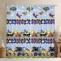 Homewish Car Theme Black Out Curtains For Teens Boys Girls,Cartoon Truck Curtains Pack of 2 (42x63 Each),Construction Vehicles Bedroom Curtains,Microfiber Bedroom Decor