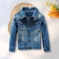 thumbnail image 2 of KAUOD Boys Ripped Jeans Jackets Button Open Front Collar Fashion Denim Coats Kids Summer Casual Pockets Jackets Tops Clothes, 2 of 9