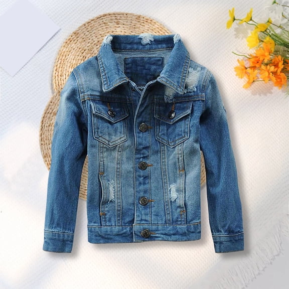 XXWXYD Children’s Denim Jacket for Spring Fall Seasons | Stretch Comfort Jean Coat with Front Pockets | Small Medium Large Kids Outerwear