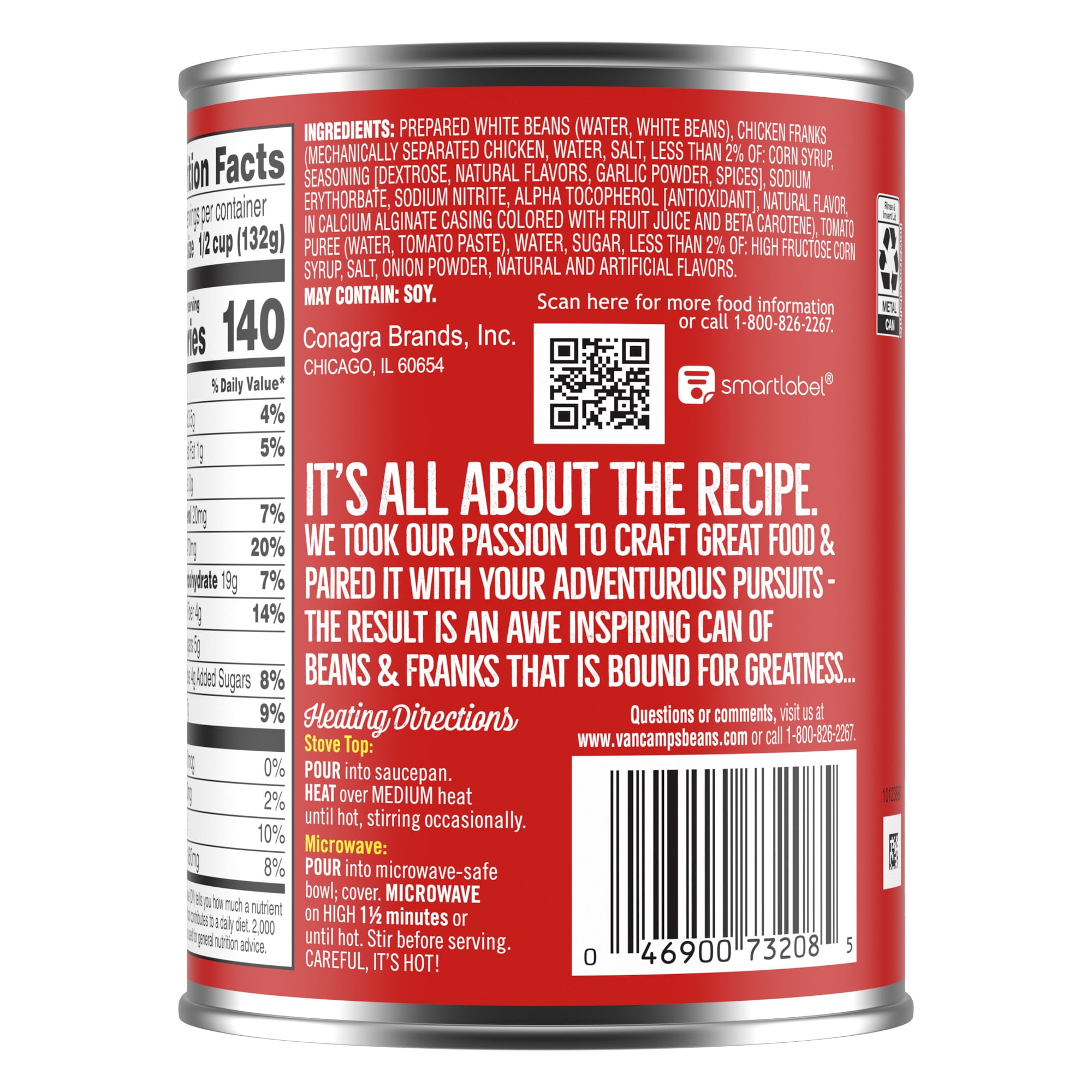 (6 pack) Van Camp's Original Beanee Weenee, 7g Protein Per Serving, Canned Food, 14.75 oz. Can