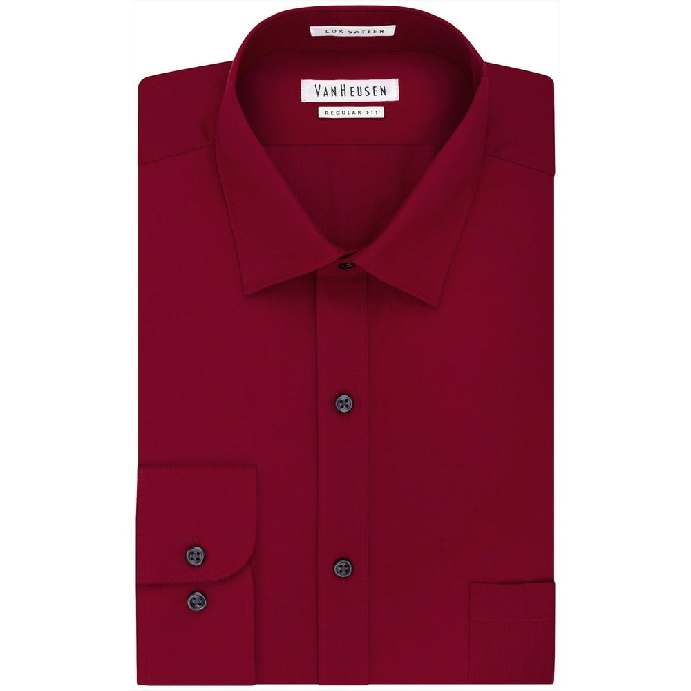 Van Heusen - Van Heusen Mens Regular Fit Sateen Long Sleeve Dress Shirt - Walmart.com - Walmart.com