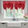 thumbnail image 4 of Valentine's Day Balloon Curtains for Bedroom/Front Door/Bathroom, Gnomes Romantic Roses Red Plaid Tie Up Curtains 63 Inch Length Light Filtering Kitchen Curtains Shades for Windows 46"x63", 4 of 8